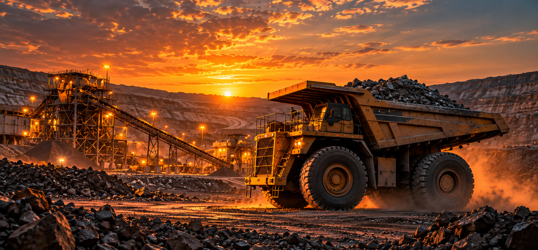 Mining haul truck at an open-pit mine