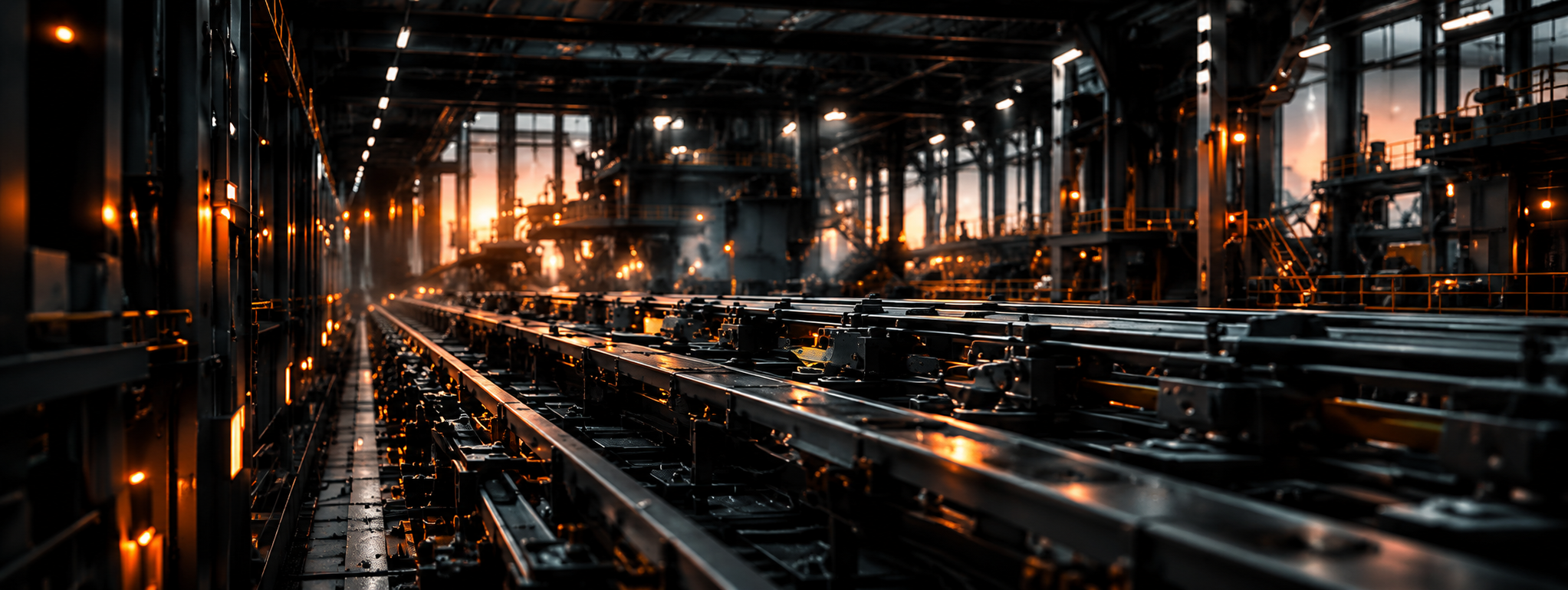 Manufacturing production line inside a factory