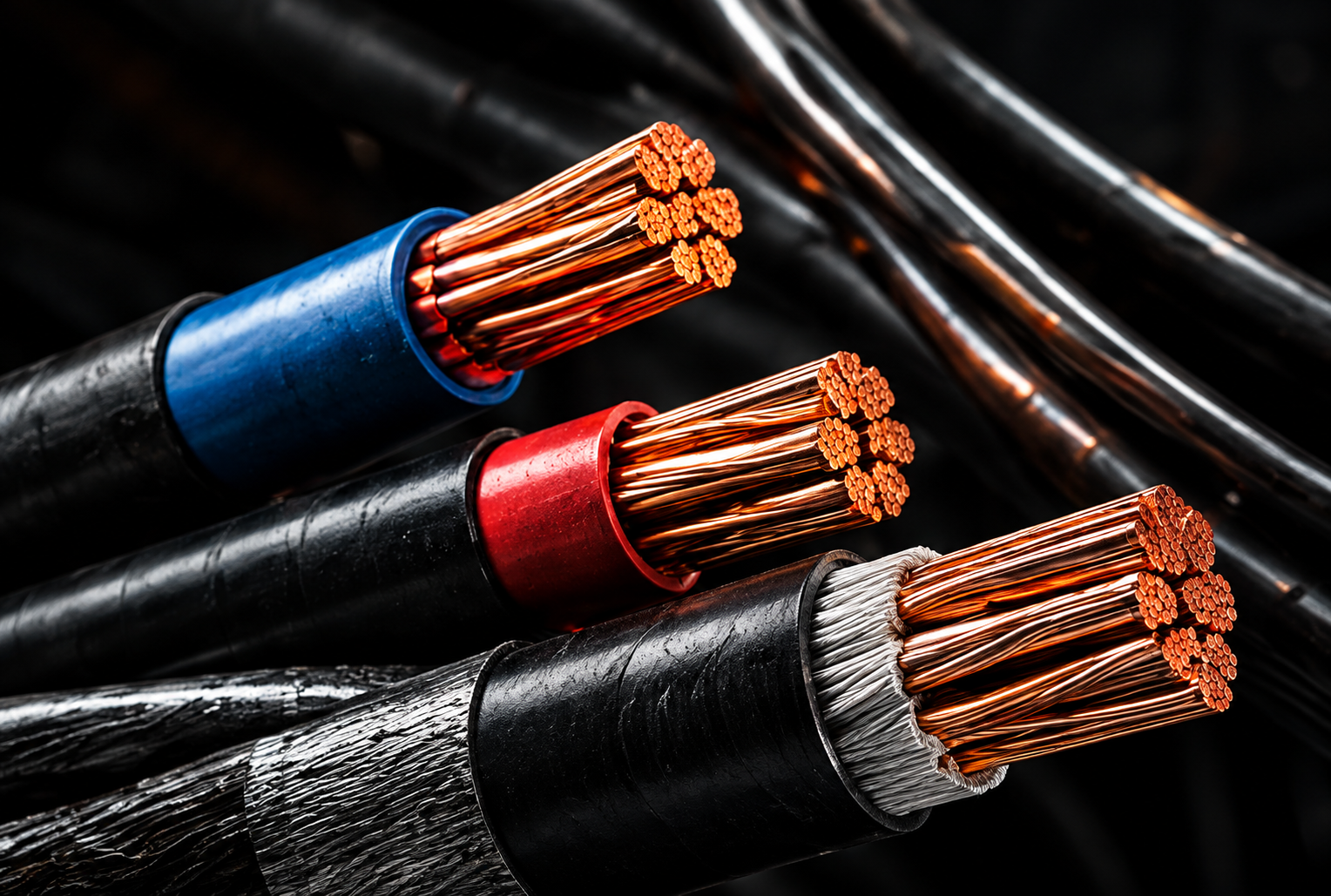 Electrical cables with exposed copper conductors