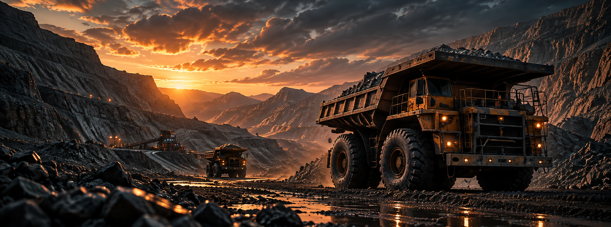 Mining haul truck in an open-pit mine